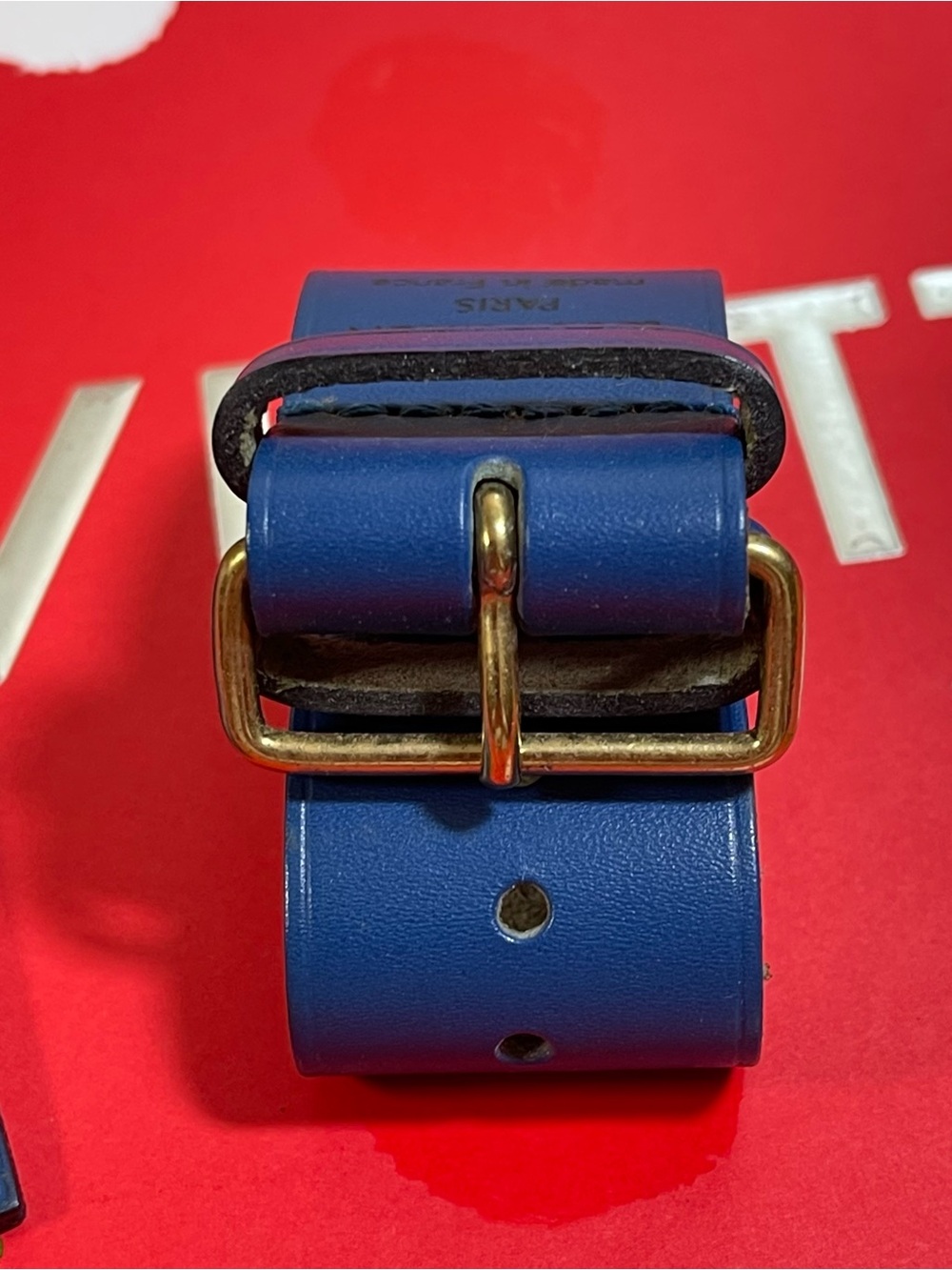 Louis Vuitton Blue Luggage Tag & Poignet w/Free Non LV Clasp. Gold Hardware - Picture 7 of 16